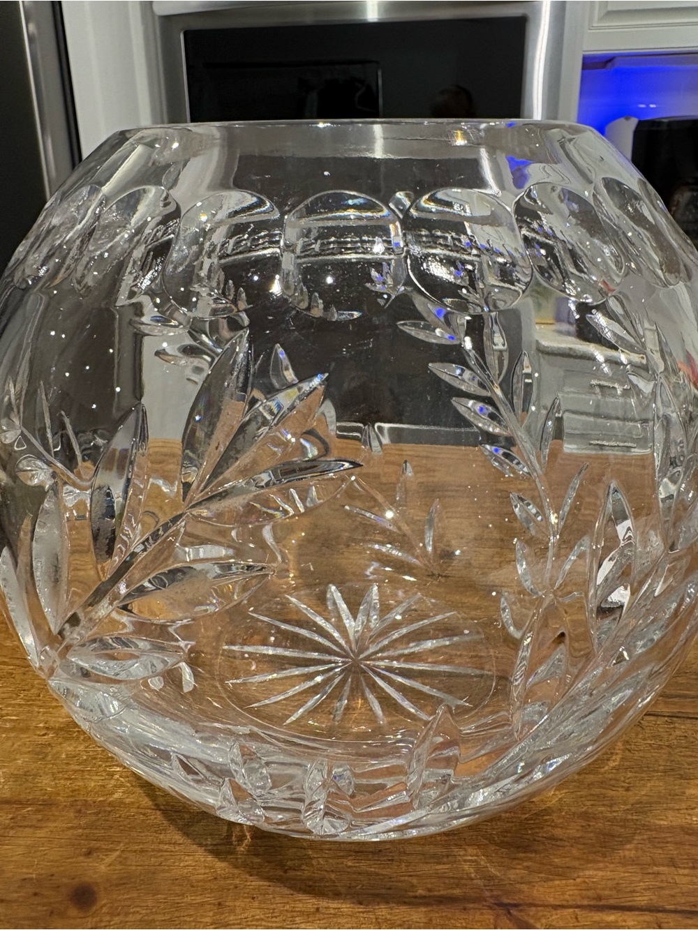 Lead Crystal Heavy Large Rose Bowl Centerpiece Vase